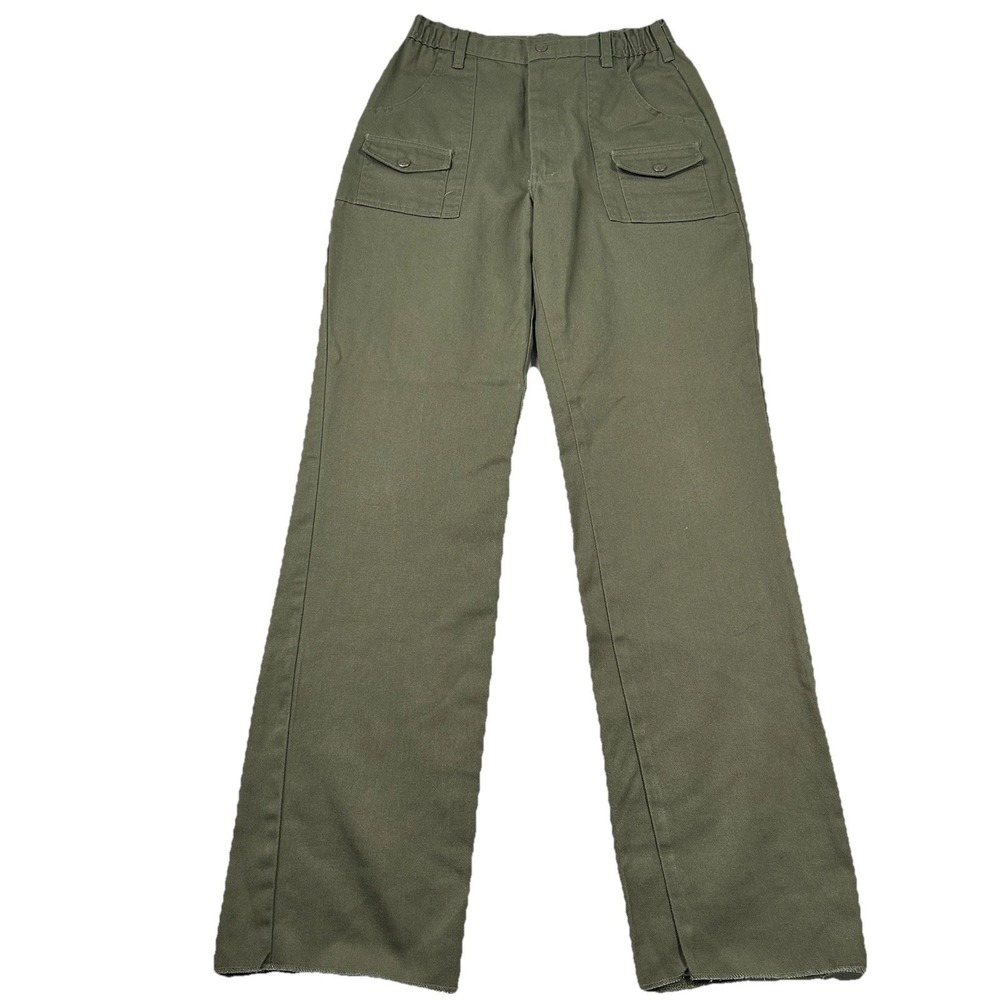 Vintage Boyscouts Pants Womens 26x33 Tall Long Cargo Olive Army Green Camping